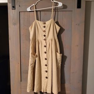 Tan button-down midi dress from F21